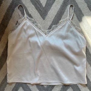 Cream satin lace tank top